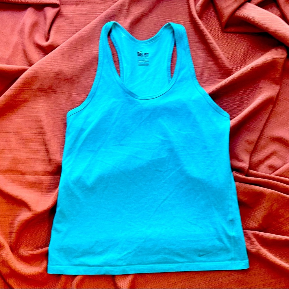 Nike DriFit Turquoise Blue Swoosh Racerback Tank